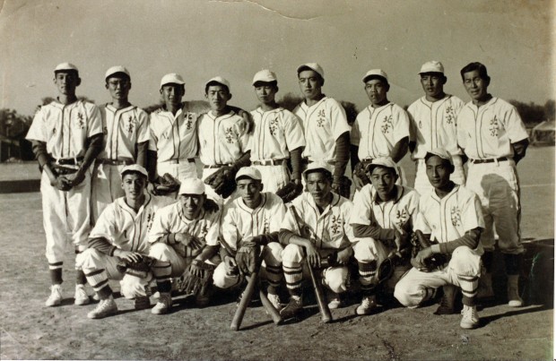 Harry with his college baseball team